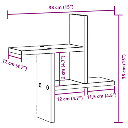 vidaXL Wall Shelves 2 pcs Sonoma Oak 38x12x38 cm Engineered Wood