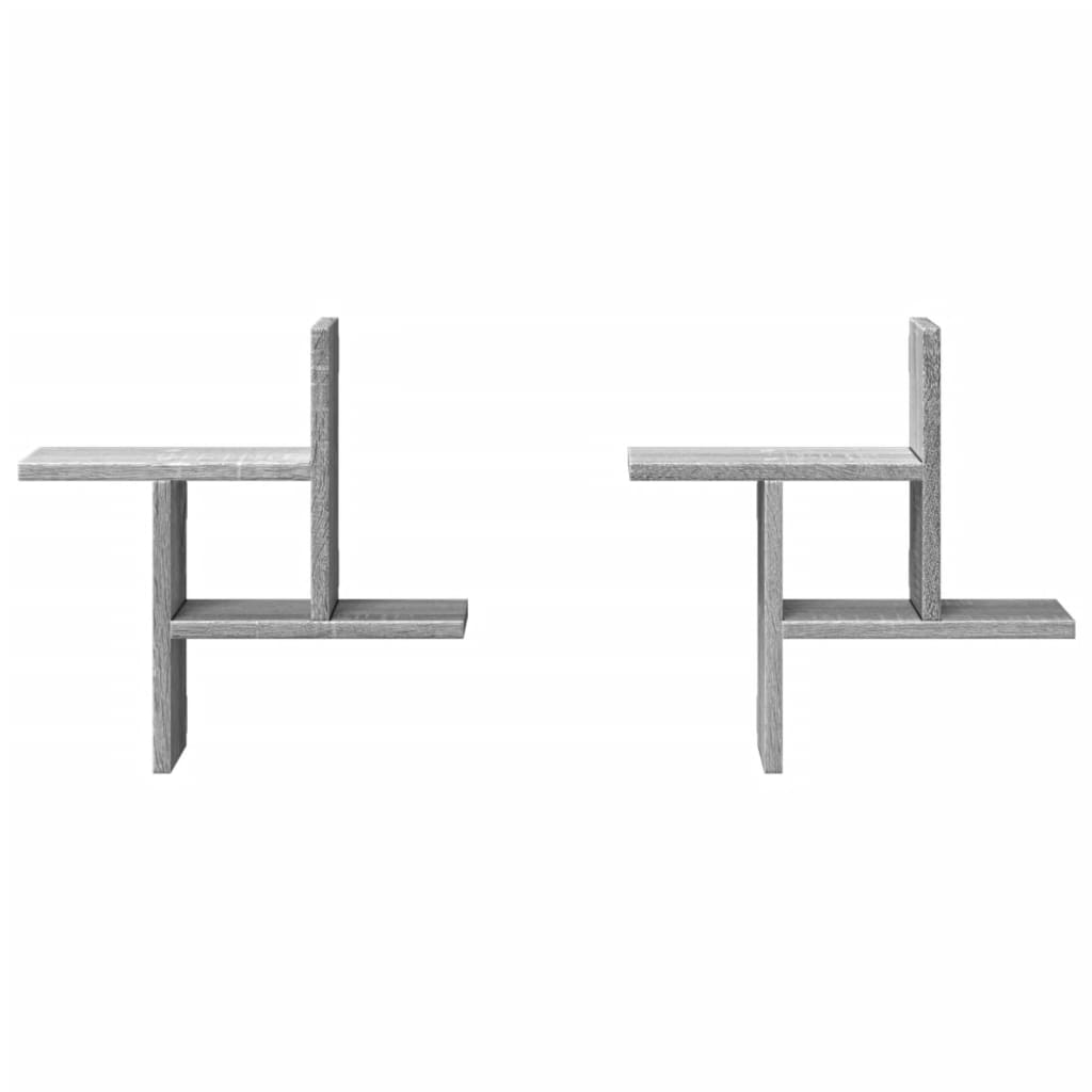 vidaXL Wall Shelves 2 pcs Grey Sonoma 38x12x38 cm Engineered Wood