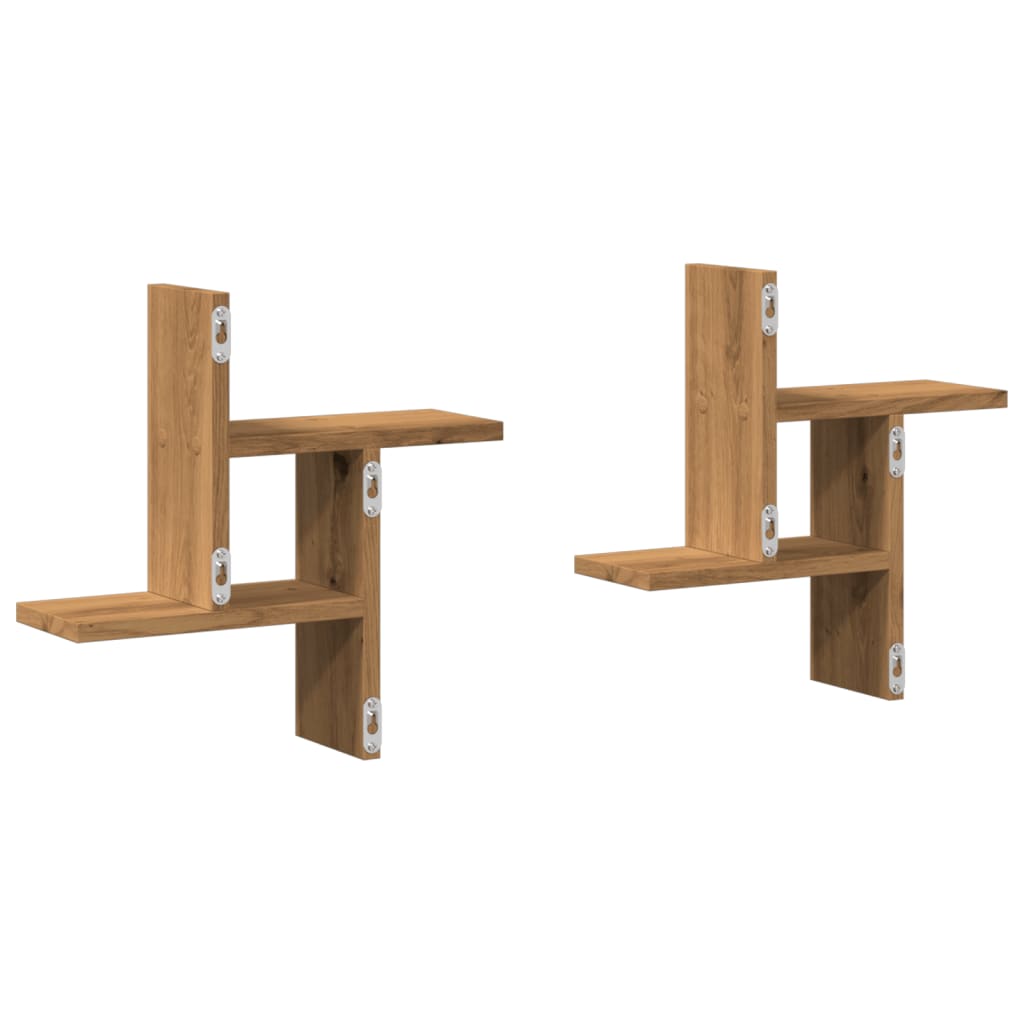 vidaXL Wall Shelves 2 pcs Artisian Oak 38x12x38 cm Engineered Wood