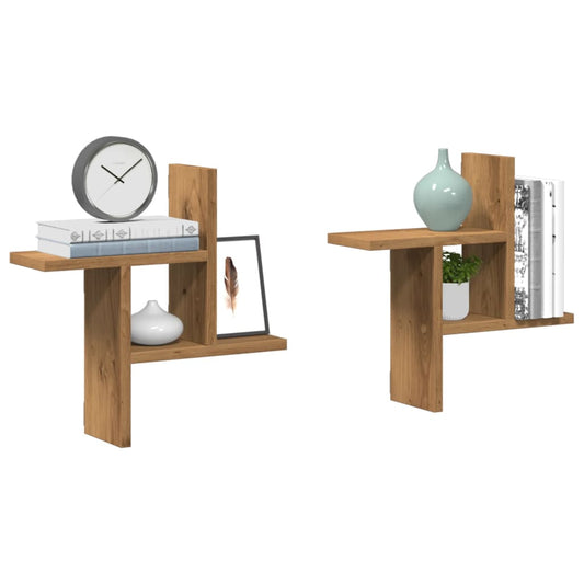 vidaXL Wall Shelves 2 pcs Artisian Oak 38x12x38 cm Engineered Wood