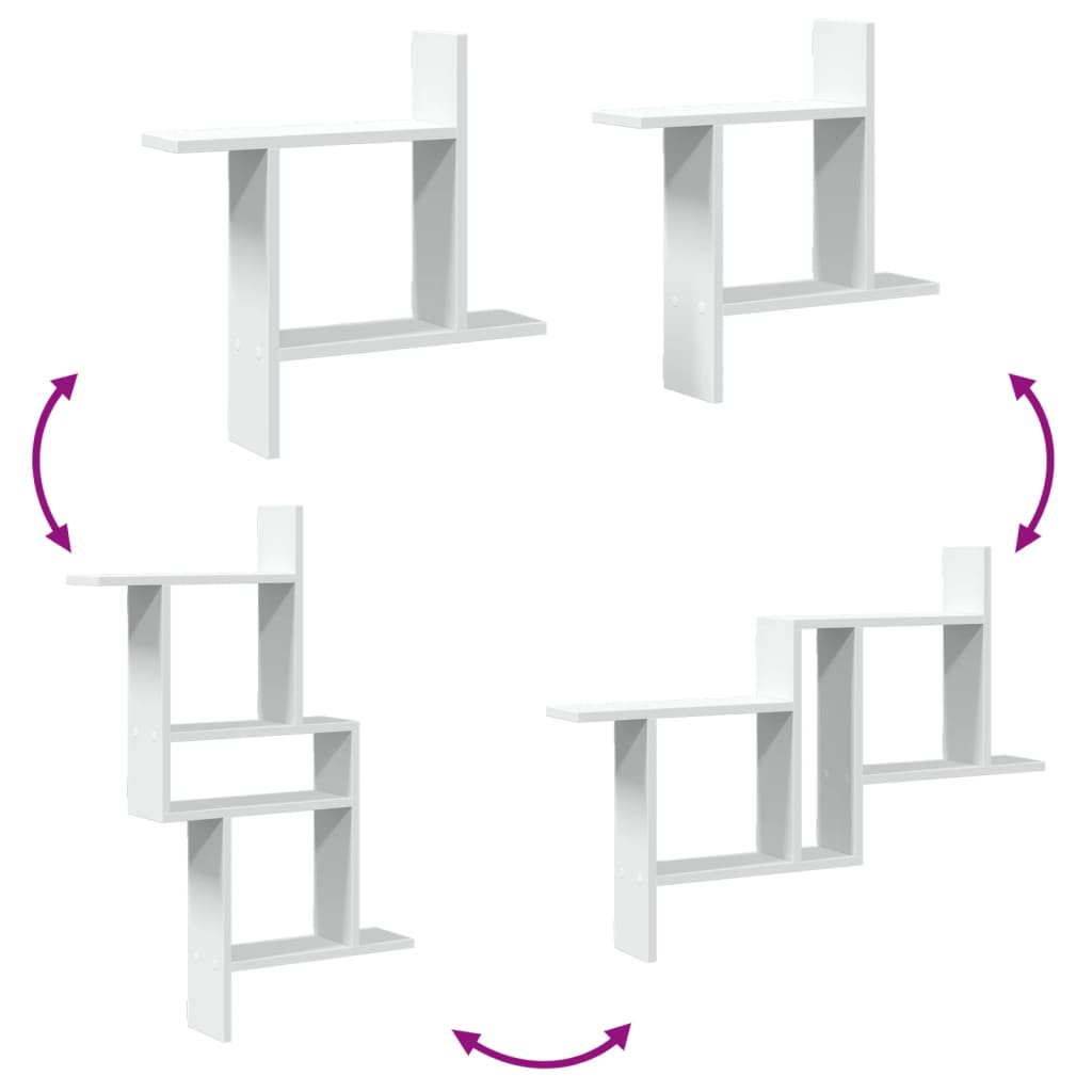 vidaXL Wall Shelves 2 pcs White 50x12x50 cm Engineered Wood