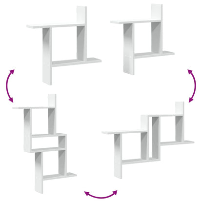 vidaXL Wall Shelves 2 pcs White 50x12x50 cm Engineered Wood