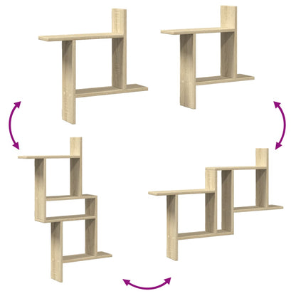 vidaXL Wall Shelves 2 pcs Sonoma Oak 50x12x50 cm Engineered Wood