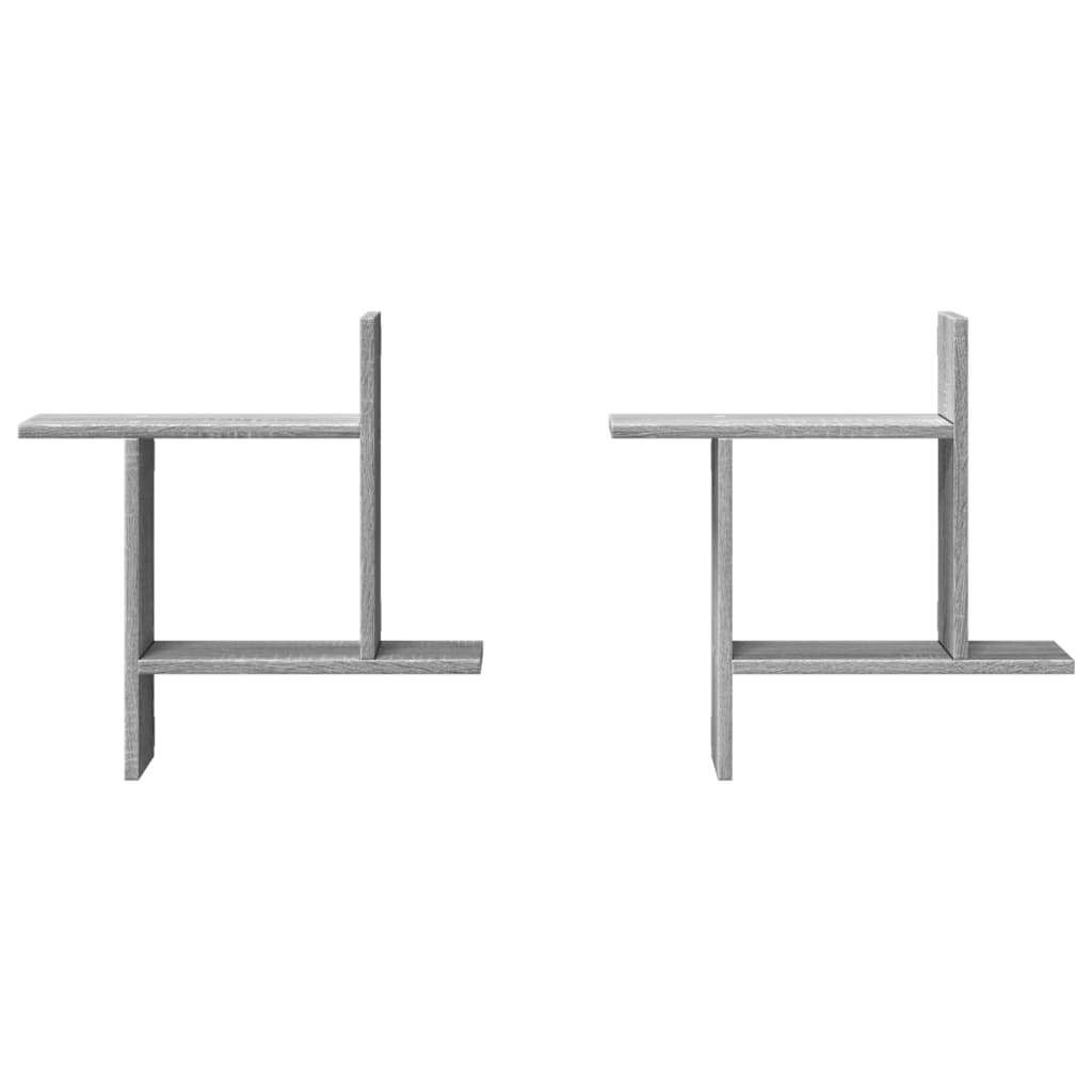 vidaXL Wall Shelves 2 pcs Grey Sonoma 50x12x50 cm Engineered Wood