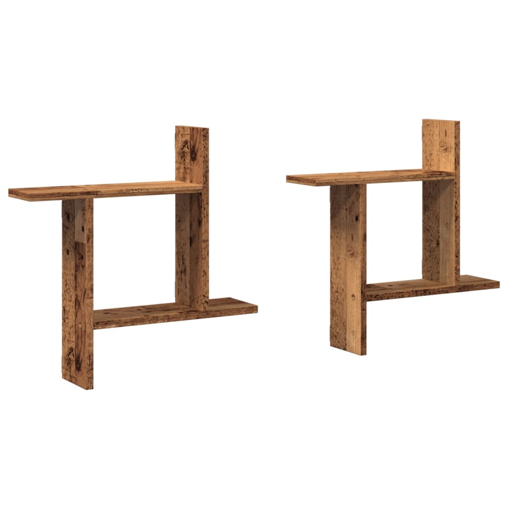 vidaXL Wall Shelves 2 pcs Old Wood 50x12x50 cm Engineered Wood