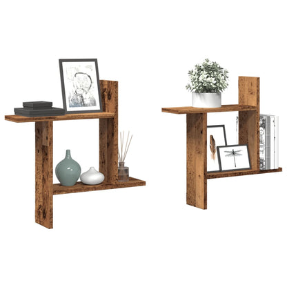 vidaXL Wall Shelves 2 pcs Old Wood 50x12x50 cm Engineered Wood