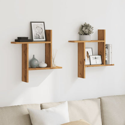 vidaXL Wall Shelves 2 pcs Artisian Oak 50x12x50 cm Engineered Wood