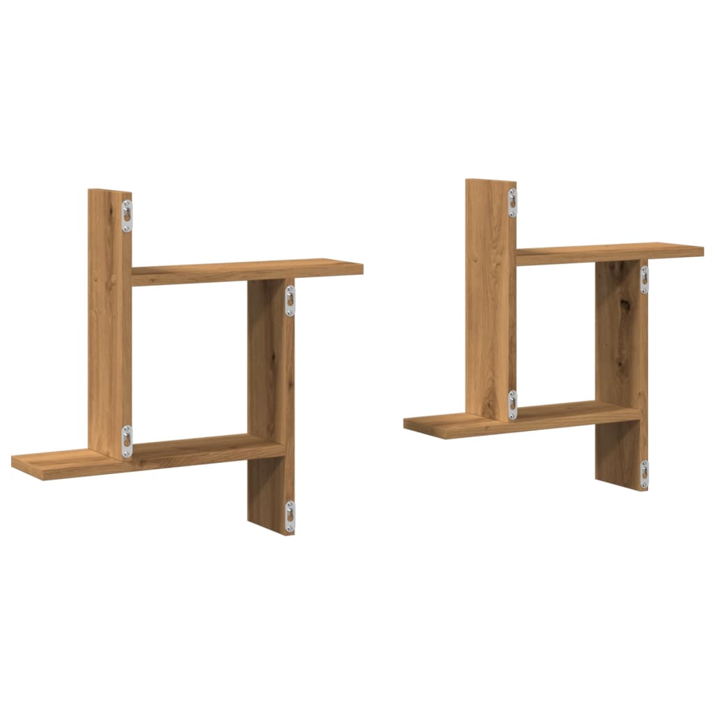 vidaXL Wall Shelves 2 pcs Artisian Oak 50x12x50 cm Engineered Wood