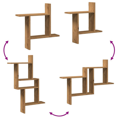 vidaXL Wall Shelves 2 pcs Artisian Oak 50x12x50 cm Engineered Wood
