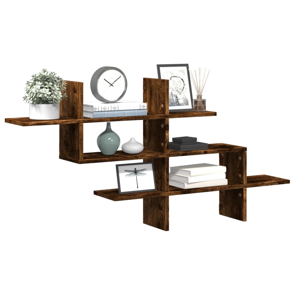 vidaXL Wall Shelf Smoked Oak 124.5x18x60.5 cm Engineered Wood