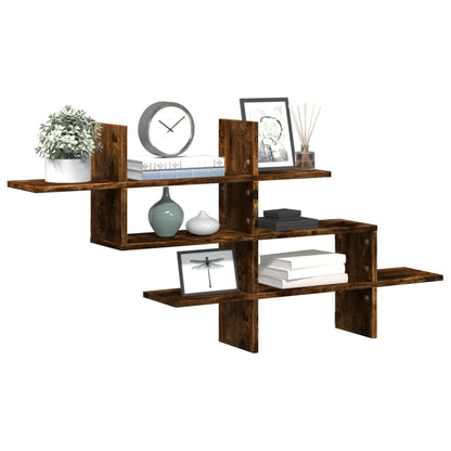 vidaXL Wall Shelf Smoked Oak 124.5x18x60.5 cm Engineered Wood