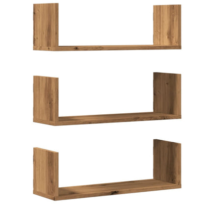 vidaXL Wall Shelves 3 pcs Artisian Oak 58x18x18 cm Engineered Wood