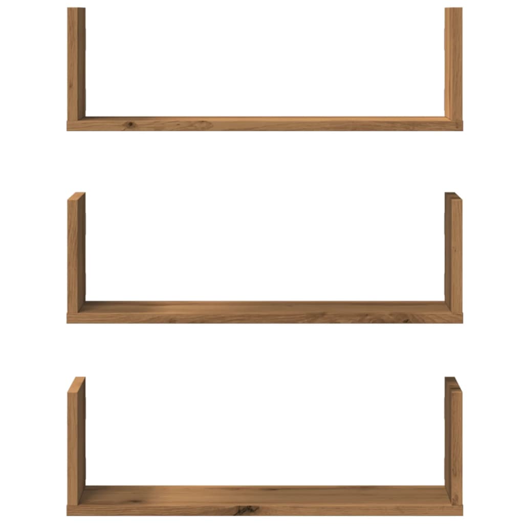 vidaXL Wall Shelves 3 pcs Artisian Oak 58x18x18 cm Engineered Wood