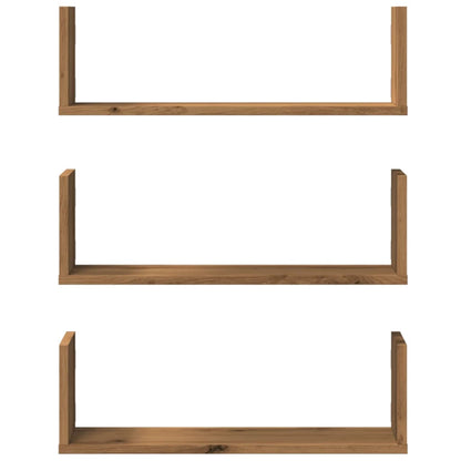 vidaXL Wall Shelves 3 pcs Artisian Oak 58x18x18 cm Engineered Wood