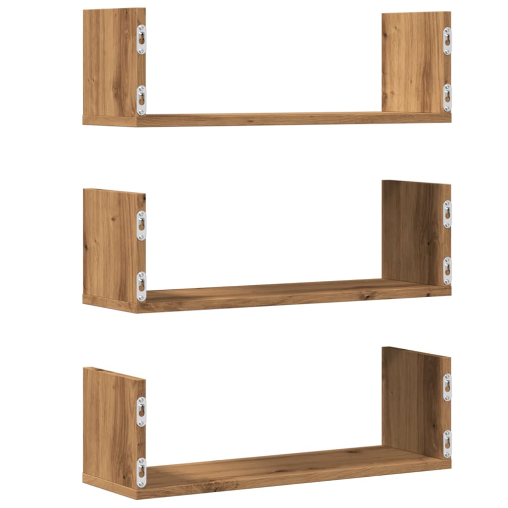 vidaXL Wall Shelves 3 pcs Artisian Oak 58x18x18 cm Engineered Wood