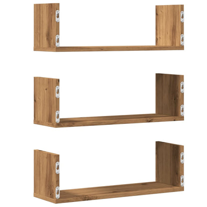 vidaXL Wall Shelves 3 pcs Artisian Oak 58x18x18 cm Engineered Wood
