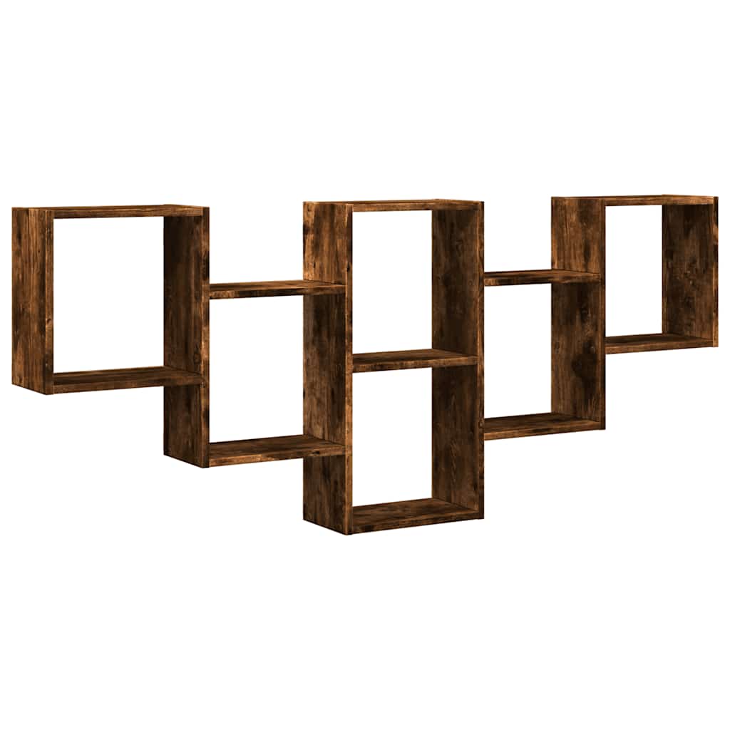 vidaXL Wall Shelf Smoked Oak 159x18x66 cm Engineered Wood