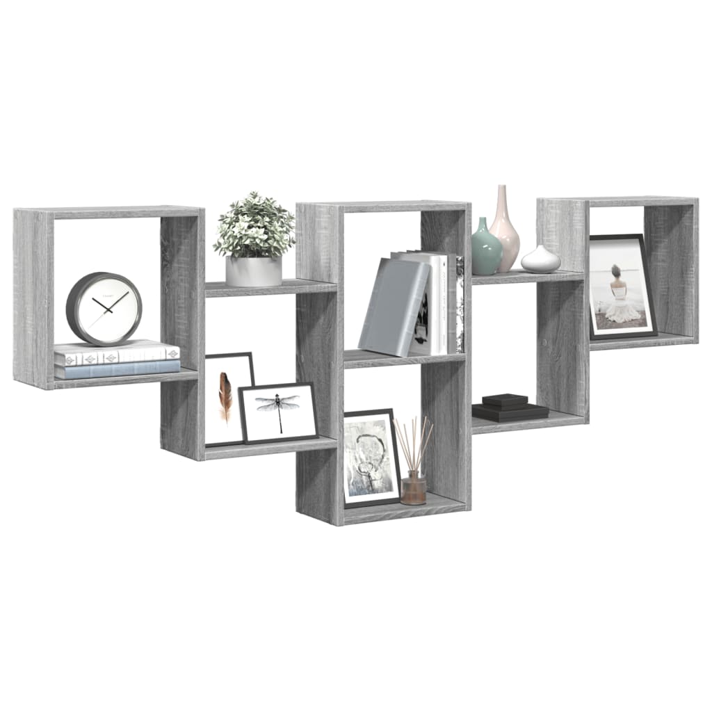 vidaXL Wall Shelf Grey Sonoma 159x18x66 cm Engineered Wood