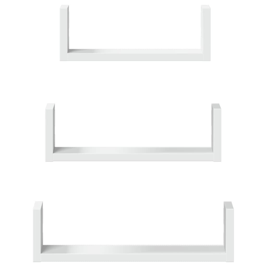 vidaXL Wall Shelf 3 pcs White Engineered Wood