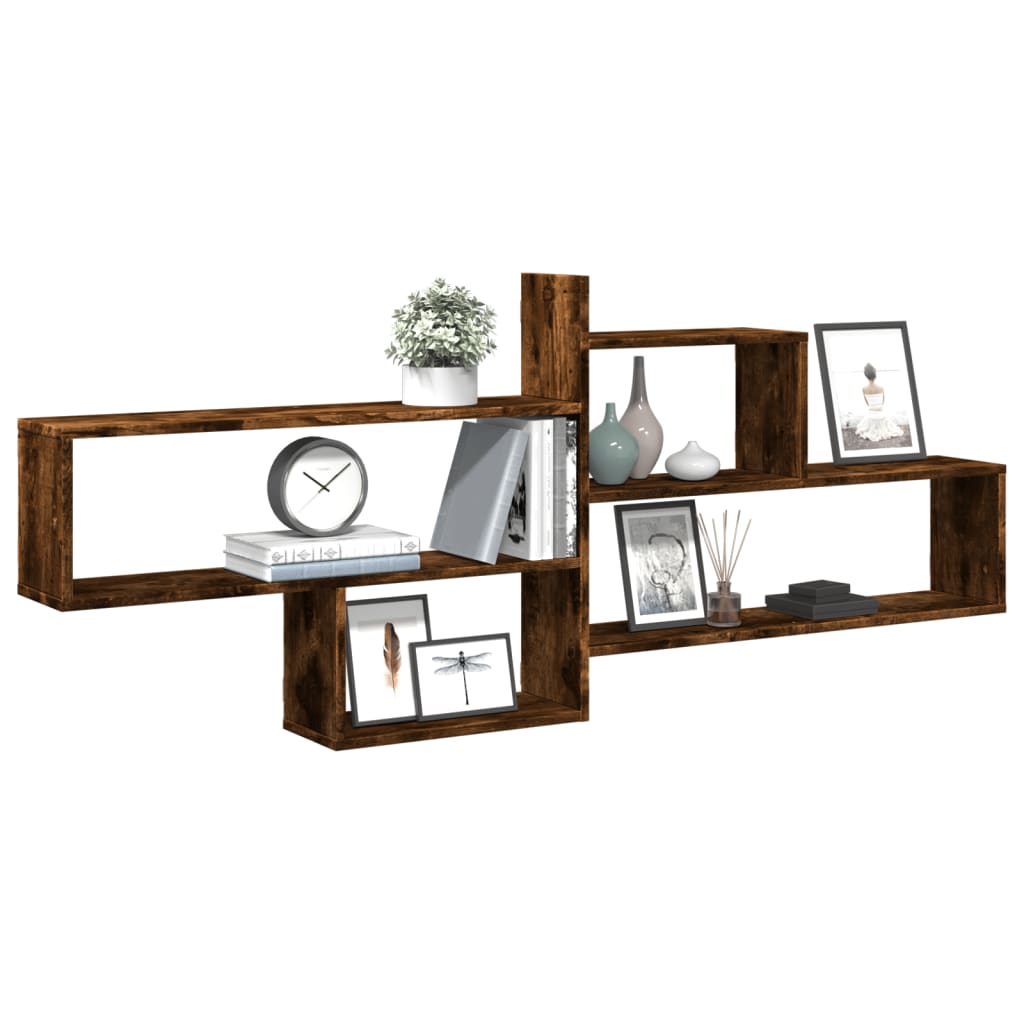 vidaXL Wall Shelf Smoked Oak 167.5x18x68 cm Engineered Wood