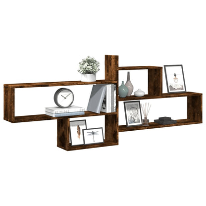 vidaXL Wall Shelf Smoked Oak 167.5x18x68 cm Engineered Wood