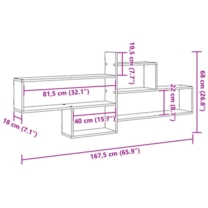 vidaXL Wall Shelf Grey Sonoma 167.5x18x68 cm Engineered Wood