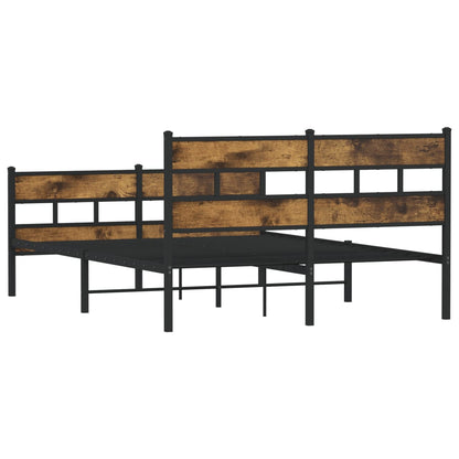 vidaXL Metal Bed Frame without Mattress Smoked Oak 150x200 cm King Size