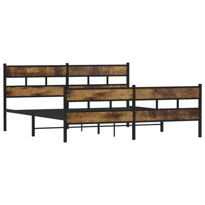 vidaXL Metal Bed Frame without Mattress Smoked Oak 180x200 cm Super King