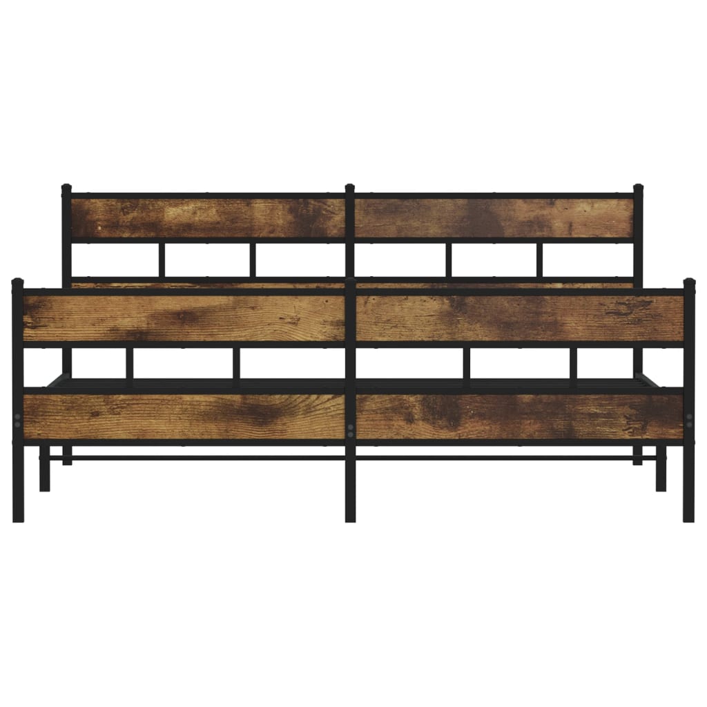 vidaXL Metal Bed Frame without Mattress Smoked Oak 180x200 cm Super King