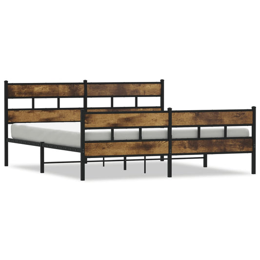 vidaXL Metal Bed Frame without Mattress Smoked Oak 200x200 cm