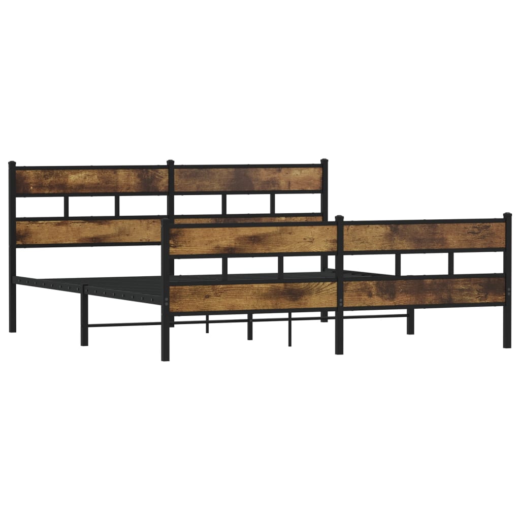 vidaXL Metal Bed Frame without Mattress Smoked Oak 200x200 cm
