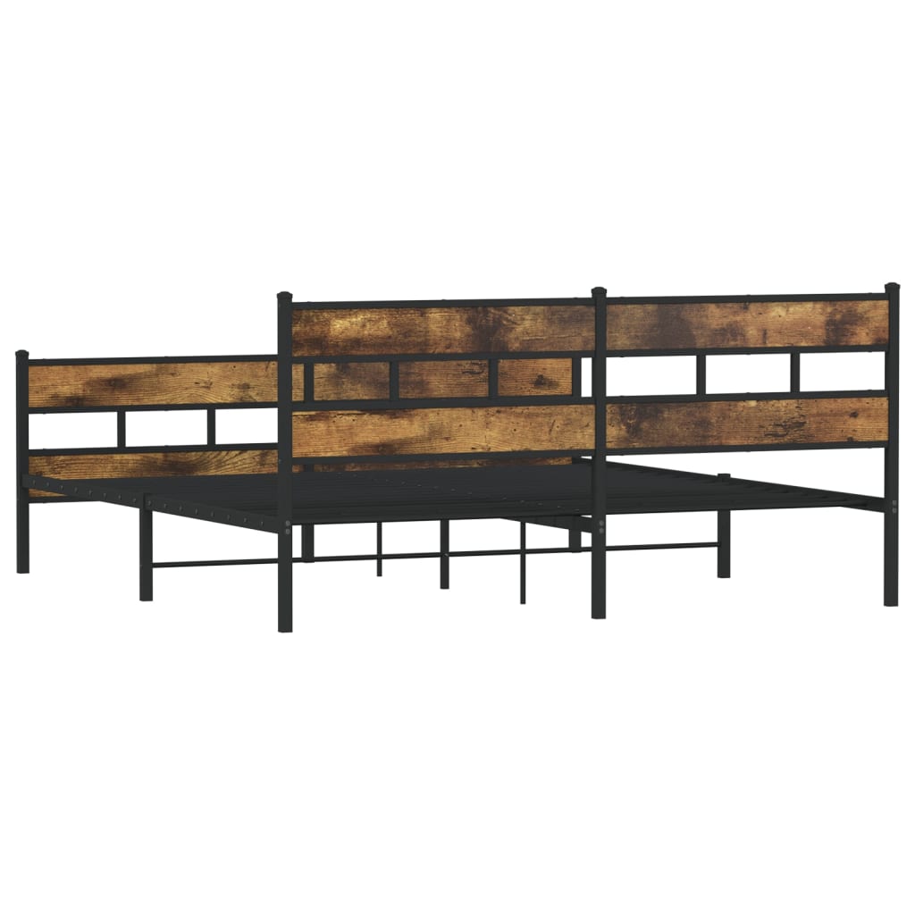 vidaXL Metal Bed Frame without Mattress Smoked Oak 200x200 cm