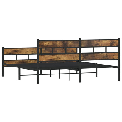 vidaXL Metal Bed Frame without Mattress Smoked Oak 200x200 cm