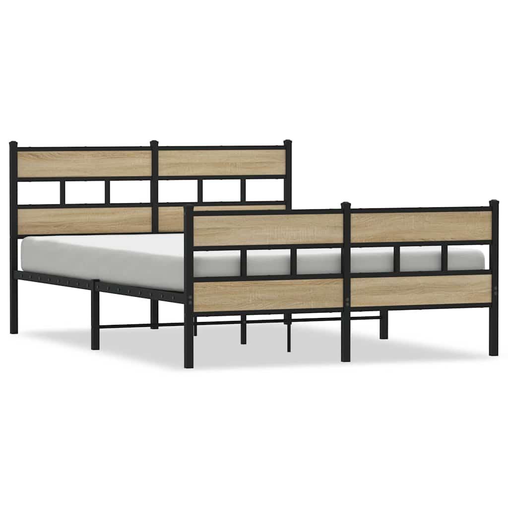 vidaXL Metal Bed Frame without Mattress Sonoma Oak 150x200 cm King Size