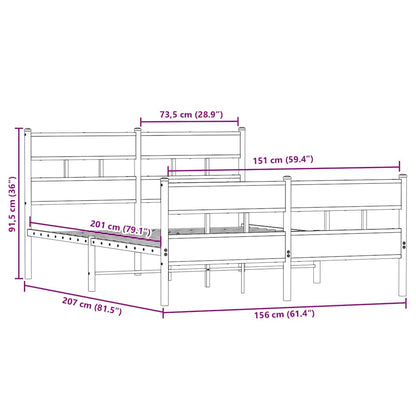 vidaXL Metal Bed Frame without Mattress Sonoma Oak 150x200 cm King Size