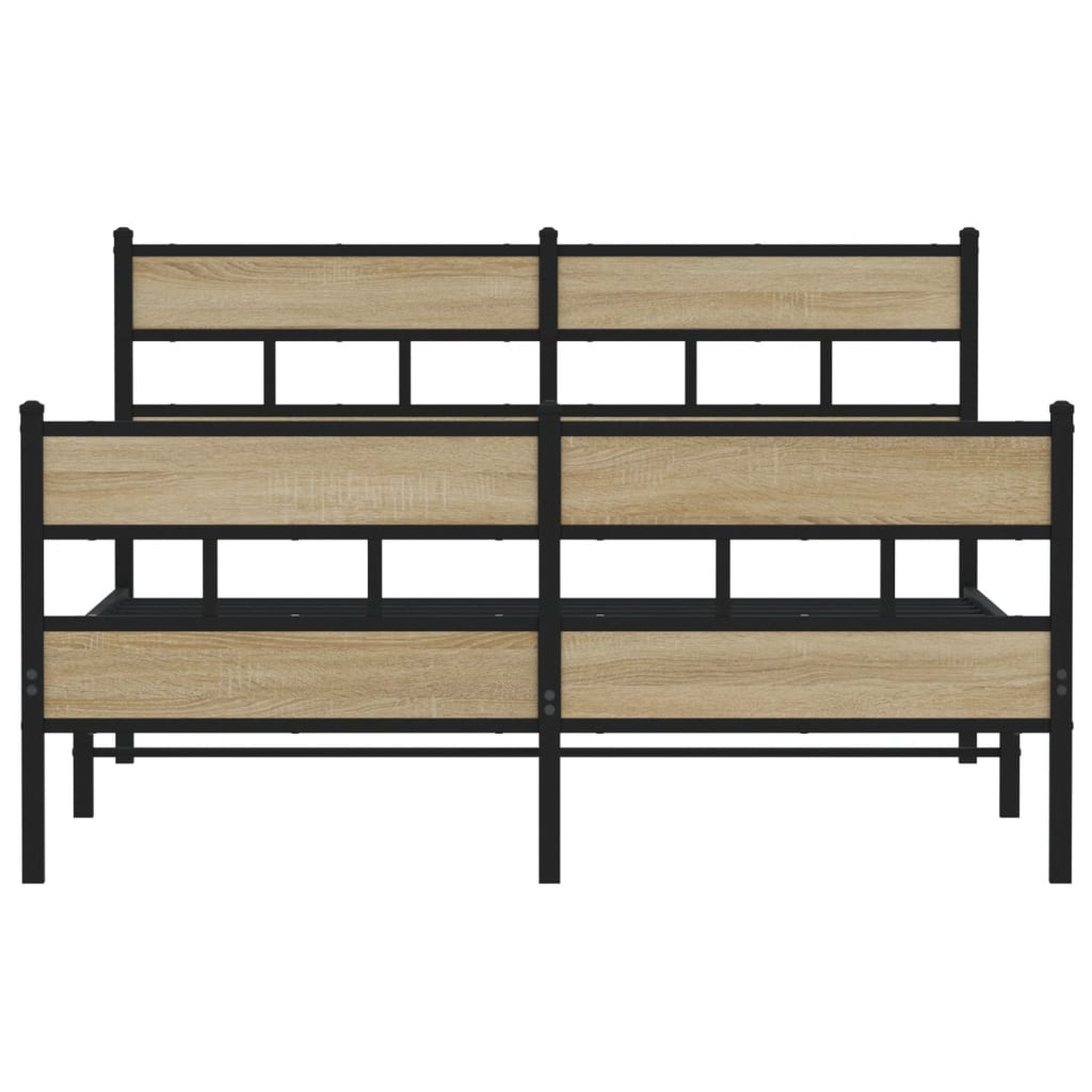 vidaXL Metal Bed Frame without Mattress Sonoma Oak 160x200 cm