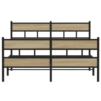 vidaXL Metal Bed Frame without Mattress Sonoma Oak 160x200 cm