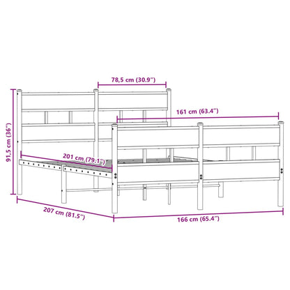 vidaXL Metal Bed Frame without Mattress Sonoma Oak 160x200 cm
