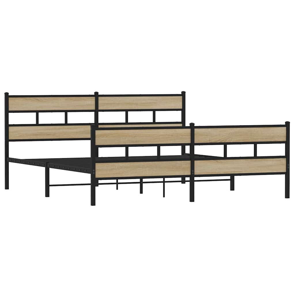 vidaXL Metal Bed Frame without Mattress Sonoma Oak 180x200 cm Super King