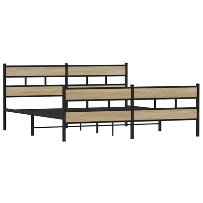 vidaXL Metal Bed Frame without Mattress Sonoma Oak 180x200 cm Super King