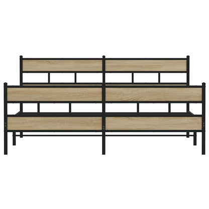 vidaXL Metal Bed Frame without Mattress Sonoma Oak 180x200 cm Super King
