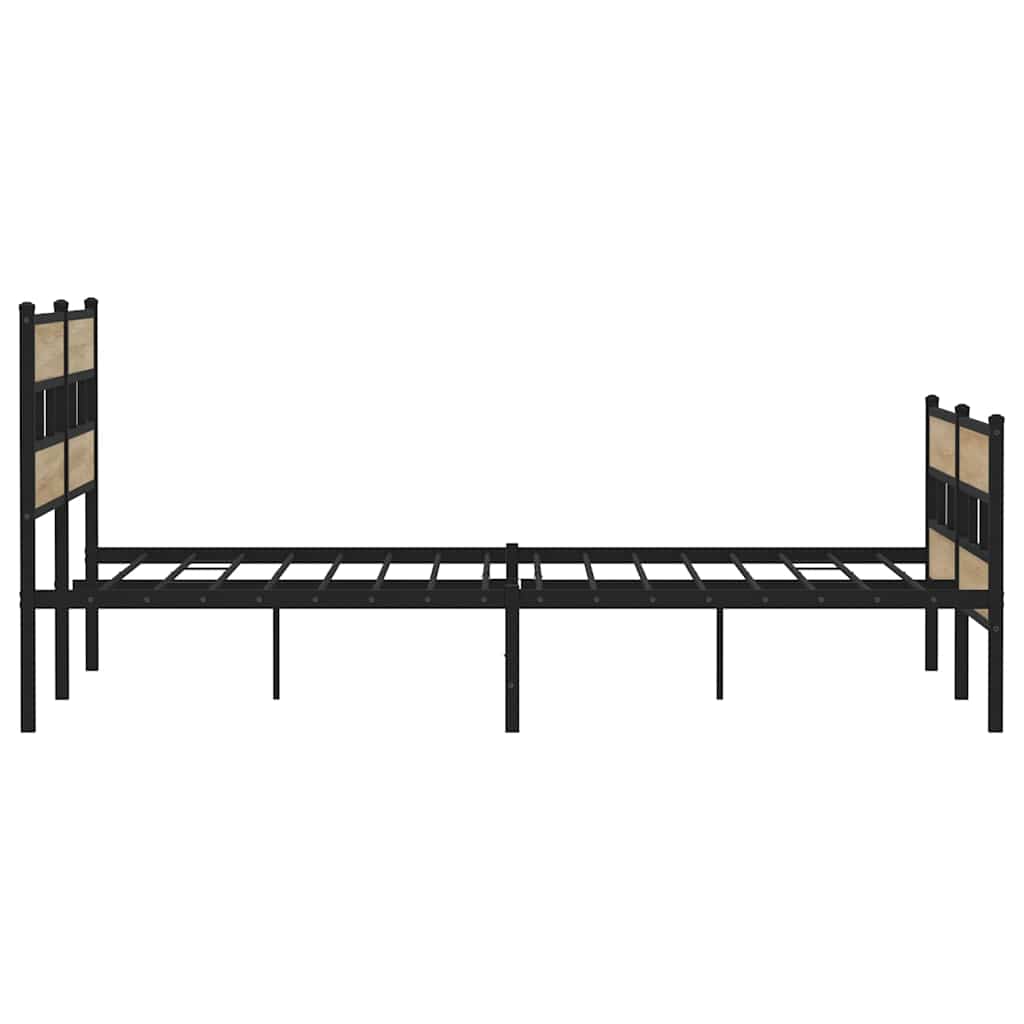 vidaXL Metal Bed Frame without Mattress Sonoma Oak 180x200 cm Super King