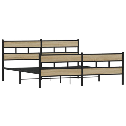 vidaXL Metal Bed Frame without Mattress Sonoma Oak 183x213 cm