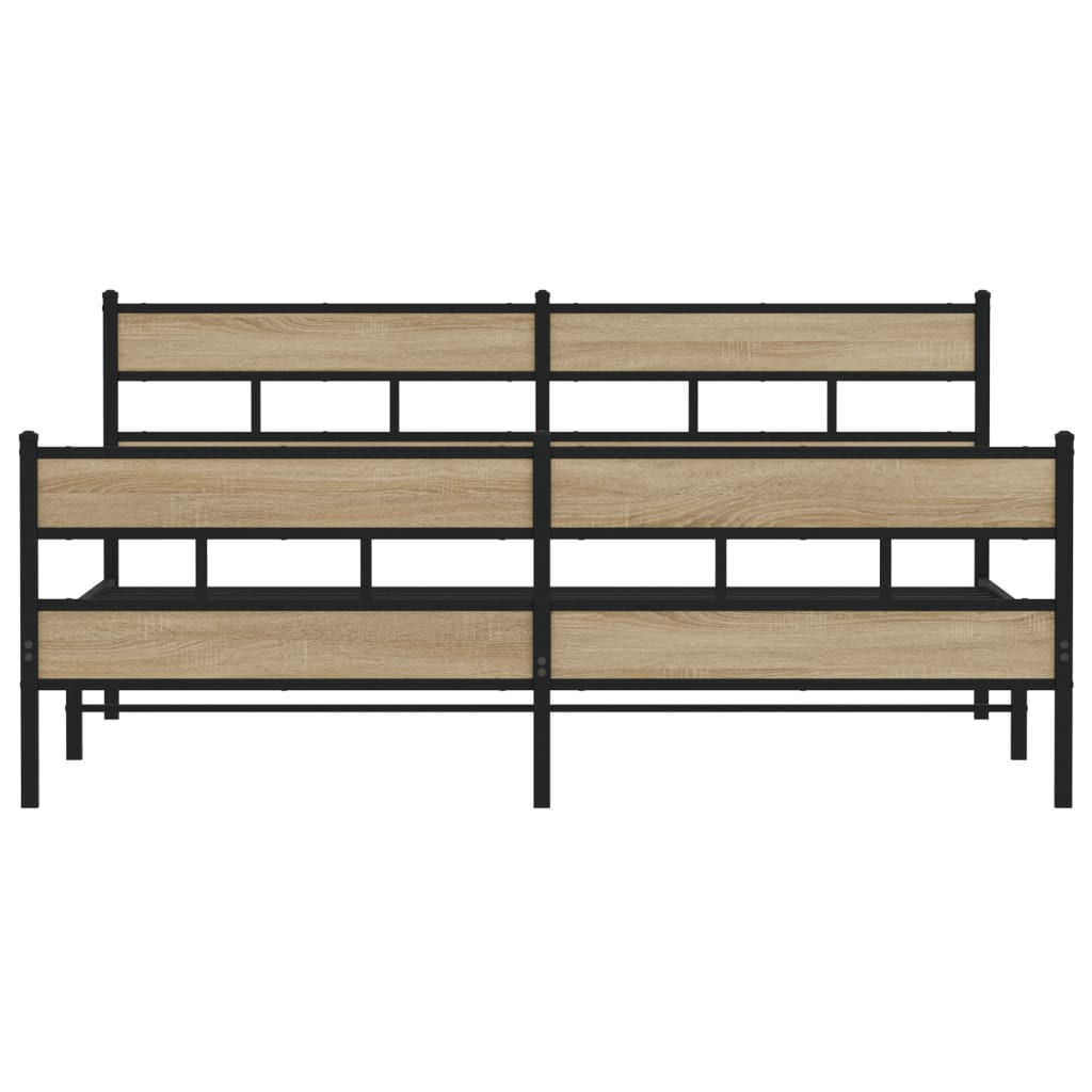 vidaXL Metal Bed Frame without Mattress Sonoma Oak 183x213 cm