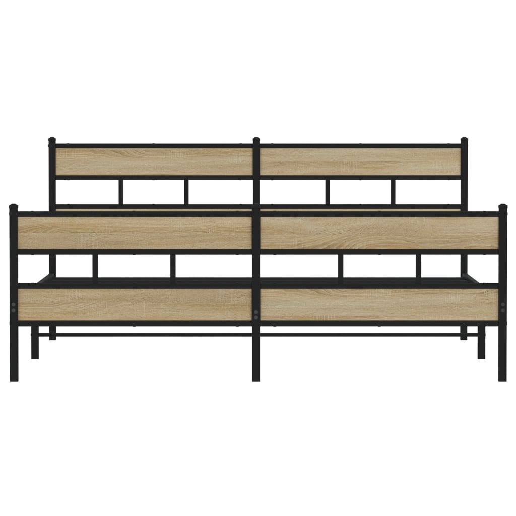 vidaXL Metal Bed Frame without Mattress Sonoma Oak 193x203 cm