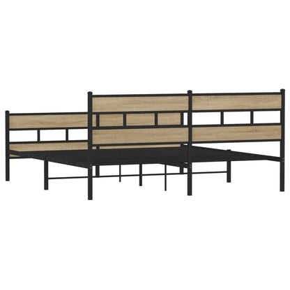 vidaXL Metal Bed Frame without Mattress Sonoma Oak 193x203 cm