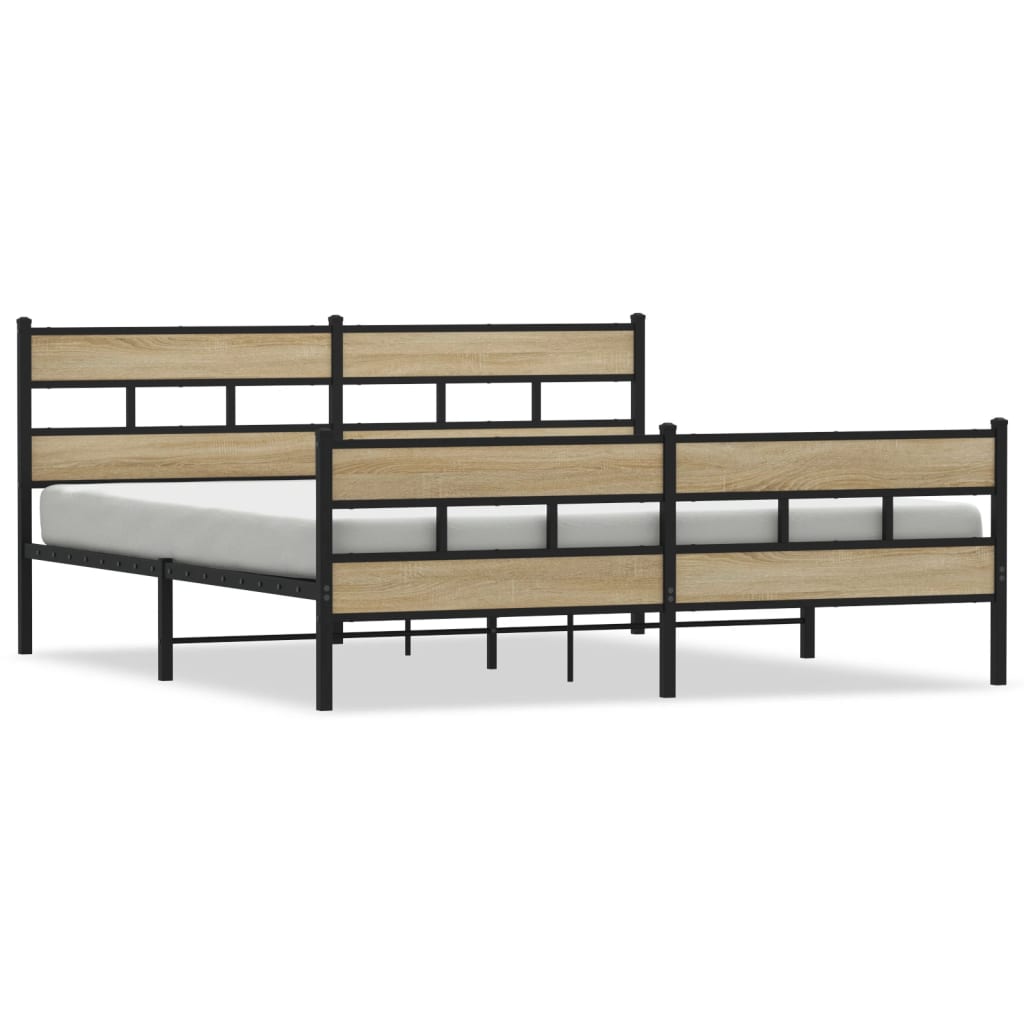 vidaXL Metal Bed Frame without Mattress Sonoma Oak 200x200 cm