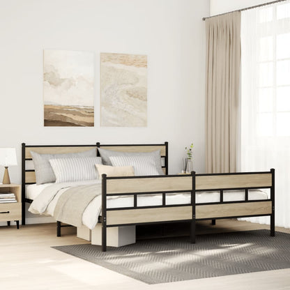 vidaXL Metal Bed Frame without Mattress Sonoma Oak 200x200 cm