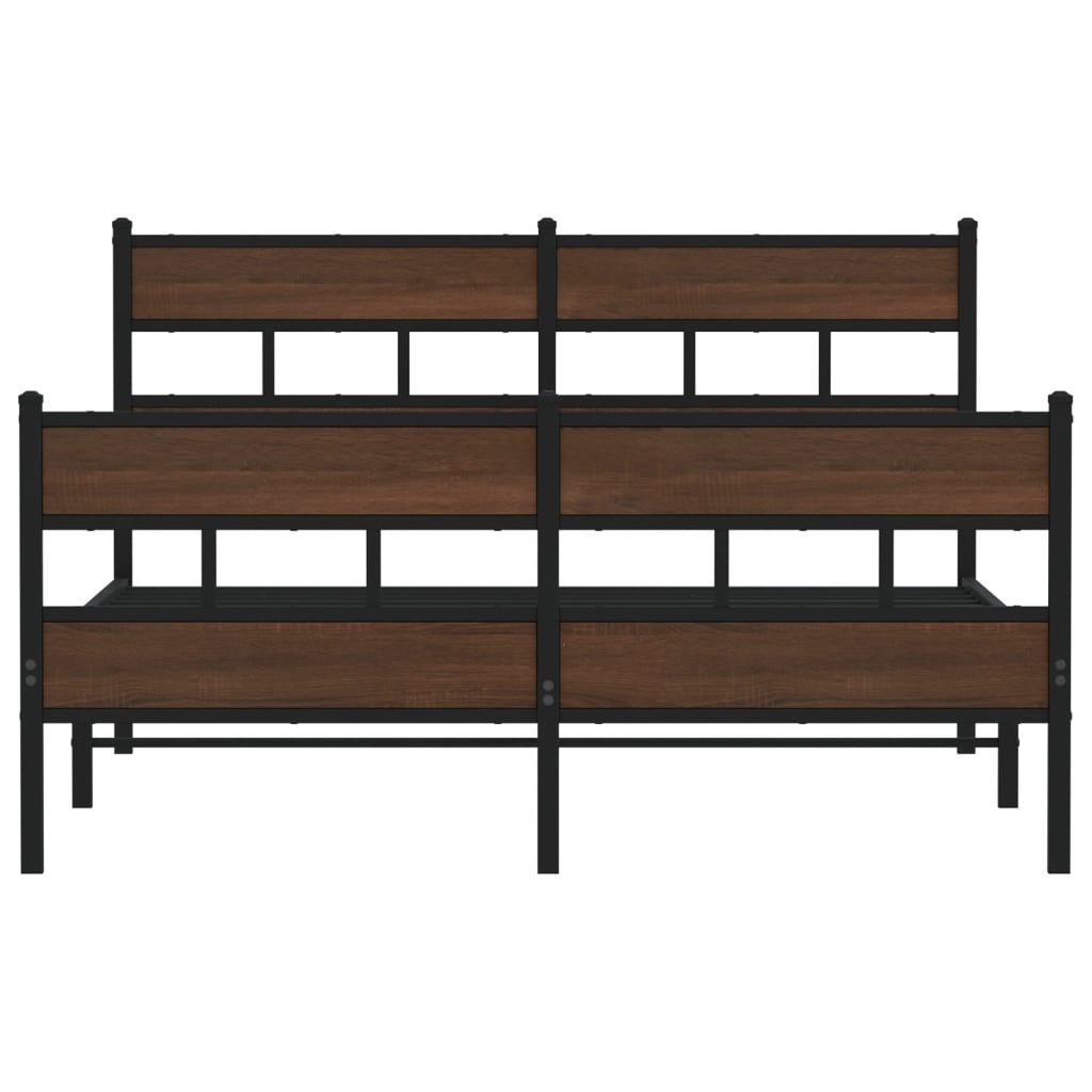 vidaXL Metal Bed Frame without Mattress Brown Oak 150x200 cm King Size