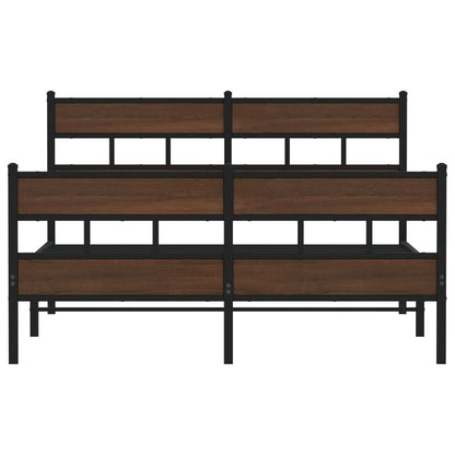 vidaXL Metal Bed Frame without Mattress Brown Oak 150x200 cm King Size